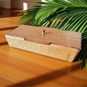 Handcrafted Wooden Trinket Box with Brass Knob – Artist Marked